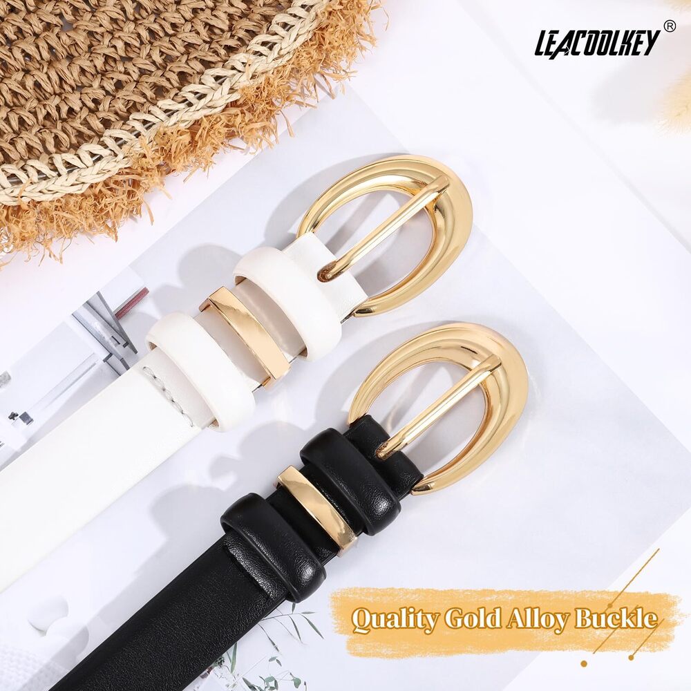 3943 2 Pack Women Leather Belts For Jeans Dress Fashion Ladies Belt View 3